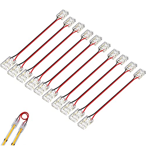 COB LED Strip Connectors,2-Pin 10Pcs Strip to Wire Connector Gapless Solderless Connection Quick Click Connector for 5mm 8mm 10mm COB LED Strip Lights (10MM, Dual Connector + 15CM Cable) von Boarda