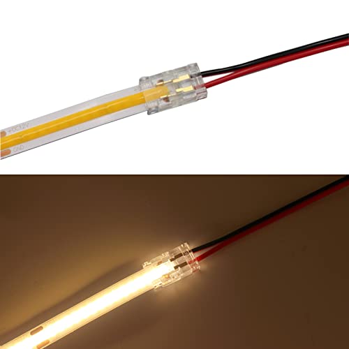 COB LED Strip Connectors,2-Pin 10Pcs Strip to Wire Connector Gapless Solderless Connection Quick Click Connector for 5mm 8mm 10mm COB LED Strip Lights (10MM, One Connector + 15CM Cable) von Boarda