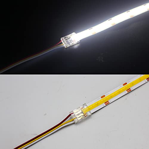 COB LED Strip Connectors,2-Pin 10Pcs Strip to Wire Connector Gapless Solderless Connection Quick Click Connector for 5mm 8mm 10mm COB LED Strip Lights (10MM Dual White, One Connector + 15CM Cable) von Boarda