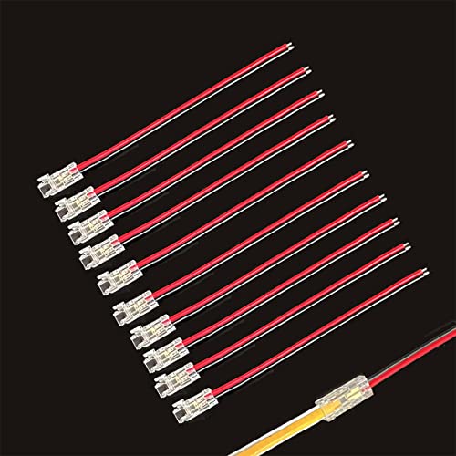 COB LED Strip Connectors,2-Pin 10Pcs Strip to Wire Connector Gapless Solderless Connection Quick Click Connector for 5mm 8mm 10mm COB LED Strip Lights (5MM, One Connector + 15CM Cable) von Boarda