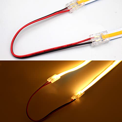 COB LED Strip Connectors,2-Pin 10Pcs Strip to Wire Connector Gapless Solderless Connection Quick Click Connector for 5mm 8mm 10mm COB LED Strip Lights (8MM, Dual Connector + 15CM Cable) von Boarda