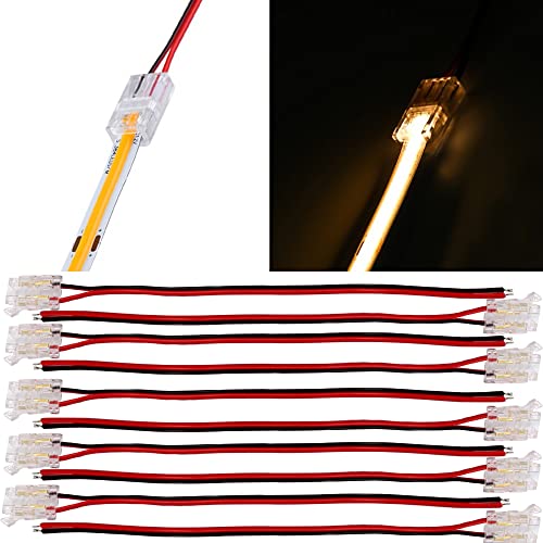 COB LED Strip Connectors,2-Pin 10Pcs Strip to Wire Connector Gapless Solderless Connection Quick Click Connector for 5mm 8mm 10mm COB LED Strip Lights (8MM, One Connector + 15CM Cable) von Boarda