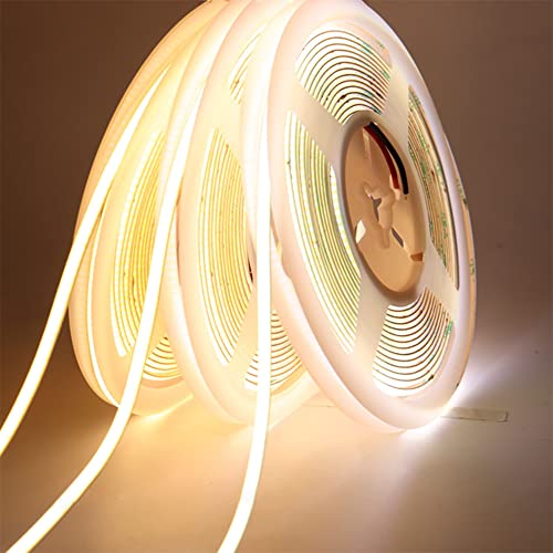 Flexibler FCOB-LED-Streifen, 24 V, 5 mm, 384 LEDs, warmweiß, 3000 K, dimmbar, verformbar, für Schlafzimmer, Schrank, Heimdekoration, Küche, DIY-Beleuchtung von Boarda
