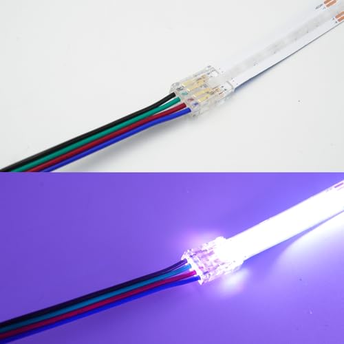 RGB/RGBIC/RGBW COB-LED-Streifen-Verbinder,3-Pin/4-Pin/5-Pin 10 Stück Streifen zu Streifen/Draht Verbinder für 10mm/12mm RGBIC/RGBW COB LED (4P-10mm-RGB, Ein Verbinder+Kabel) von Boarda