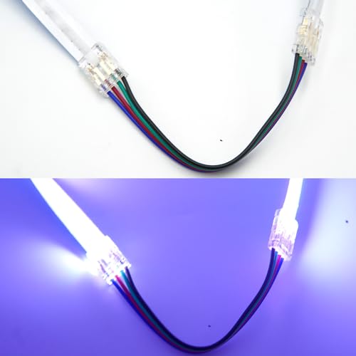 RGB/RGBIC/RGBW COB-LED-Streifen-Verbinder,3-Pin/4-Pin/5-Pin 10 Stück Streifen zu Streifen/Draht Verbinder für 10mm/12mm RGBIC/RGBW COB LED (4P-10mm-RGB, Zwei Steckverbinder+Kabel) von Boarda