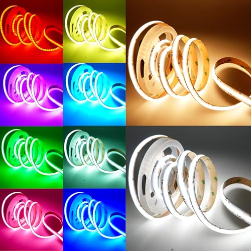 RGB CCT COB LED Licht,24V 5 in 1 840LEDs/m RGB WW+CW COB-LED-Streifen,Dual Weiß 2700K-6500K Farbtemperatur einstellbar,FCOB RGBW COB-Band für Party,Theke,Regal,Heimdekoration (2 Meter) von Boarda