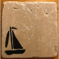 Segelboote Stein Fliesen Coaster Set von BoardwalkCoasters
