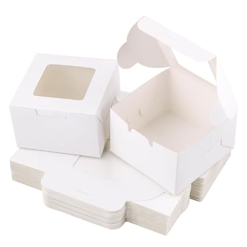 Boarle Kuchenbox, 25,4 x 25,4 x 13 cm, Weiß, 10 Sets mit Sichtfenster (25,4 x 25,4 x 13 cm) von Boarle