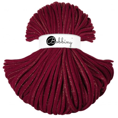 BOBBINY 9mm Jumbo Flechtkordel 1200 g Garn Makramee 50 Farben 100 m, Farbe:Golden Wine Red von Bobbiny
