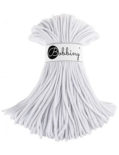 Bobbiny Premium Cords 5 mm - Rope-Garn 100 m 100% Baumwolle (White) von Bobbiny
