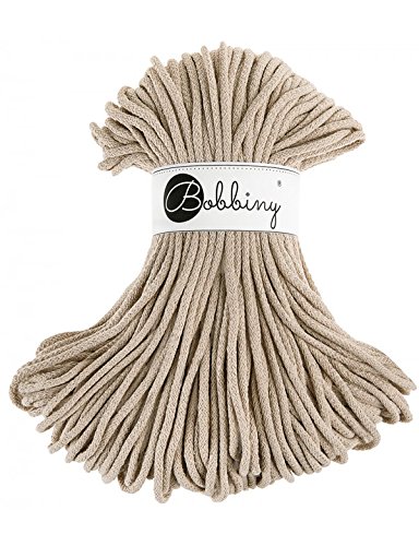 Bobbiny Premium Cords 5 mm - Rope-Garn 100 m 100% Baumwolle (Beige) von Bobbiny