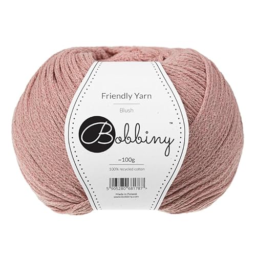 Bobbiny Friendly Yarn Garn aus 100 % recycelter Baumwolle zum Stricken von Amigurumi, Makramee, H?keln, 200 m (Blush) von Bobbiny