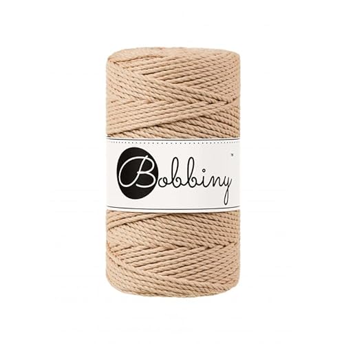 Bobbiny Macrame Cords 3 mm 3fach gedreht - 100 m - 100% Baumwolle (Biscuit) von Bobbiny