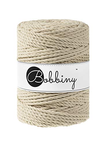 Bobbiny Makramee-Schnur, XXL, 5 mm, 3-lagig, 100 m, Beige von Bobbiny