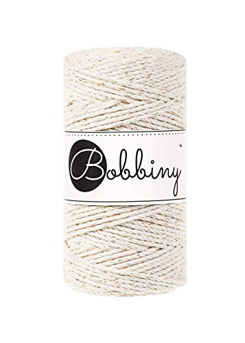 Bobbiny Makramee Seil, 3 Stränge, 0.1"(3mm), 322.8ft (100m) 3-lagig Triple Twist, Golden Natural von Bobbiny