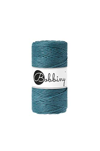 Bobbiny Makramee-Schnur, 3 mm, einlagig, 100 m, Pfauenblau von Bobbiny