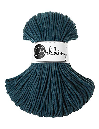 Bobbiny Oeko-Tex Kordel 3 mm x 100 Meter für Makramee und Handwerk in Pfauenblau von Bobbiny