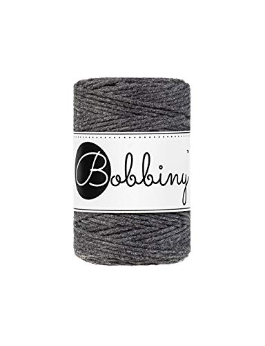 Bobbiny Oeko-Tex Premium Makramee Garn aus ökologischer Baumwolle 1,5 mm x 100 m (Charcoal) von Bobbiny