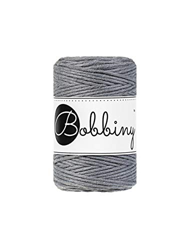 Bobbiny Oeko-Tex Premium Makramee Garn aus ökologischer Baumwolle 1,5 mm x 100 m (Steel) von Bobbiny