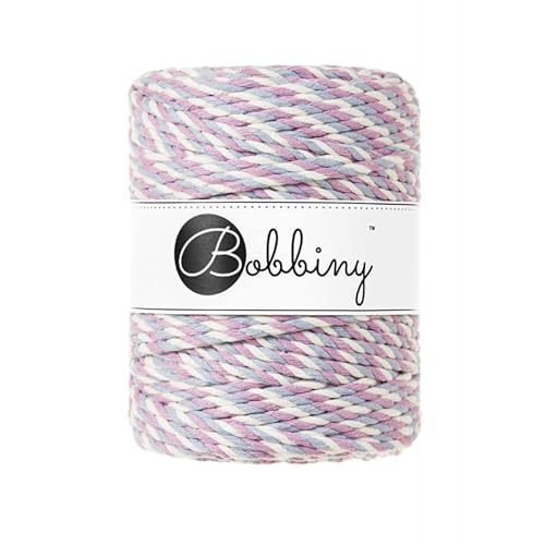 Bobbiny Oeko-Tex Premium Makramee Garn aus ökologischer Baumwolle 5 mm x 100 m 3fach gedreht (Magic Iris) von Bobbiny