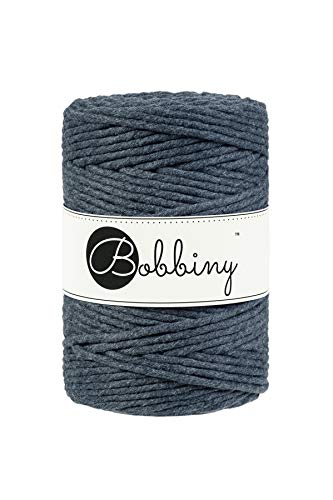 Bobbiny Oeko-Tex Premium Makramee Garn aus ökologischer Baumwolle in Charcoal 5 mm x 100 m von Bobbiny