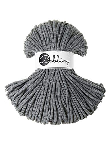 Bobbiny Premium Cords 5 mm - Rope-Garn 100 m 100% Baumwolle (Steel) von Bobbiny