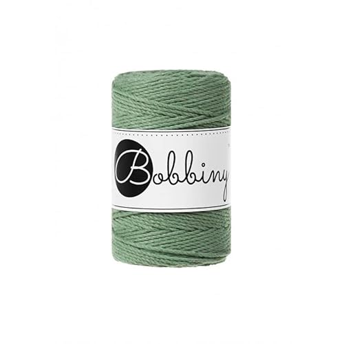 Bobbiny Premium Makramee Garn aus 100% recycelter Baumwolle 1,5 mm 3-Fach gedreht 100 m (Eucalytus Green) von Bobbiny