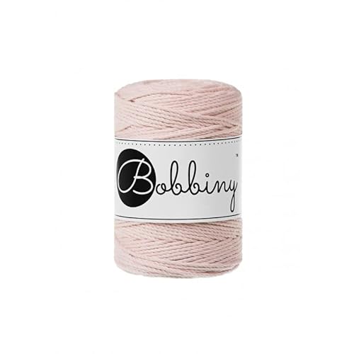 Bobbiny Premium Makramee Garn aus 100% recycelter Baumwolle 1,5 mm 3-Fach gedreht 100 m (Pastel Pink) von Bobbiny