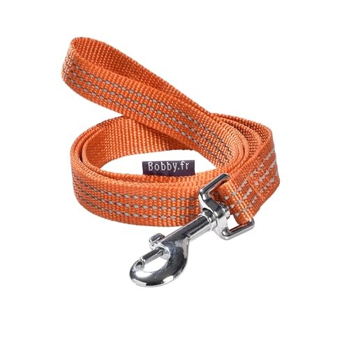 Bobby Safe Hundeleine für große Hunde, reflektierend, strapazierfähig, mit Sicherheits-Karabiner aus Metall, Orange, Größe L, 100 cm von Bobbi Brown