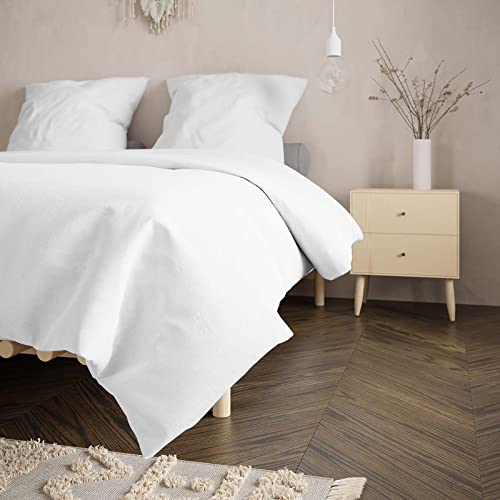 Bobby's Bedware Bettwäsche Baumwolle Made in Green | Bettdecken + Kopfkissenbezug aus 100% Renforcé Baumwolle einfarbig in Altrosa, Grau & Grün (Weiß, 200 x 200 cm | 2 Mal 80 x 80 cm) von Bobby's Bedware