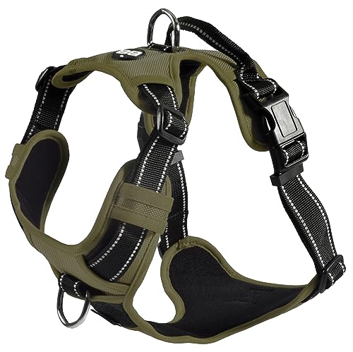 Bobby Rando Walk – Hundegeschirr, Hundegeschirr für Hunde, mittelgroß, klein, groß, Nylon, sicher, bequem, reflektierend, verstellbar, Khaki, XL/53–82 x 2,5 cm von Bobby