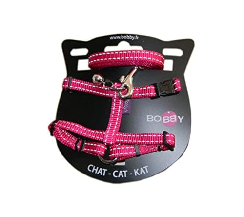 Bobby Safe – Katzengeschirr und Leine, Anti-Fuge, Reflektierend, Resistent, Fuchsia, 25-38 x 10 cm von Bobby