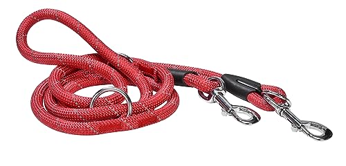 Bobby Walk – Schlauchförmige Hundeleine, Trainingshundeleine mit Karabiner, strapazierfähiges Nylon, 3 Längen, Rot, 189 x 1,2 cm von Bobby