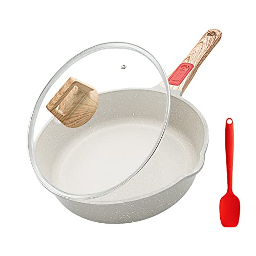 Bobikuke Bratpfanne 24 cm Antihaft Pfanne mit Deckel, 7 cm Innenhöhe, Pfanne Beschichtet mit Abnehmbarer Griff, Geeignet für alle Herdarten, Backofen und spülmaschinenfest von Bobikuke