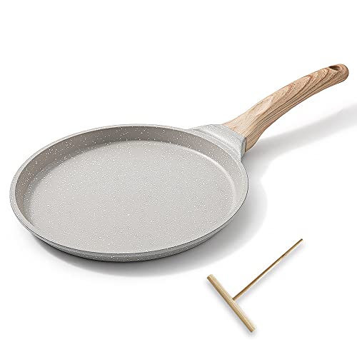 Bobikuke Crepe Pfanne 20 cm - Palatschinken Pfanne mit Teigverteiler - Antihaftbeschichtung - Induktion - Weiß von Bobikuke