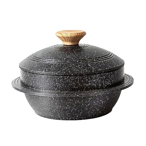 Bobikuke Koreanische Steinschale mit Deckel, 18 cm Dolsot Bibimbap Schale für Hot Pot Suppe - Schwarz von Bobikuke