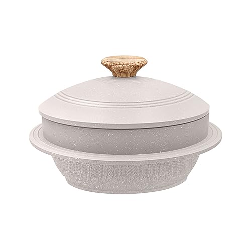 Bobikuke Koreanische Steinschale mit Deckel, 18 cm Dolsot Bibimbap Schale für Hot Pot Suppe - Weiß von Bobikuke