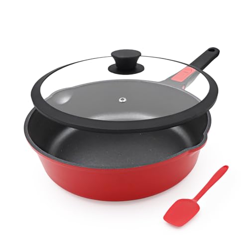 Bobikuke Pfanne 24cm mit Deckel, Aluminium Bratpfanne Hoher Rand mit Abnehmbarer Griff, für alle Herde|Anti-Kratzer|Antihaft Bobikuke Pfanne 24cm mit Deckel, Aluminium Bratpfanne Hoher Rand mit Abnehmbarer Griff, für alle Herde|Anti-Kratzer|Antihaft von Bobikuke