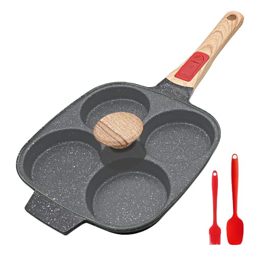 Bobikuke Spiegeleipfanne 21 cm mit Abnehmbarer Griff und Deckel, Pancake Pfanne Induktion Augenpfanne Aluminium - Schwarz von Bobikuke