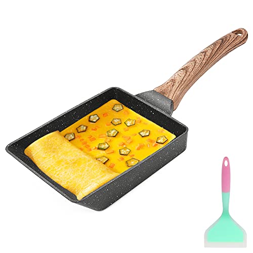 Bobikuke Tamagoyaki Pfanne, Japanische Omelette Eierpfanne Nonstick Aluminium Rechteckig Kleine Pfanne, für Gasherd und Induktionsherd (Schwarz) von Bobikuke