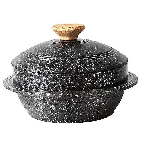 Koreanische Steinschale mit Deckel, 24 cm Dolsot Bibimbap Schale für Hot Pot Suppe - Schwarz von Bobikuke