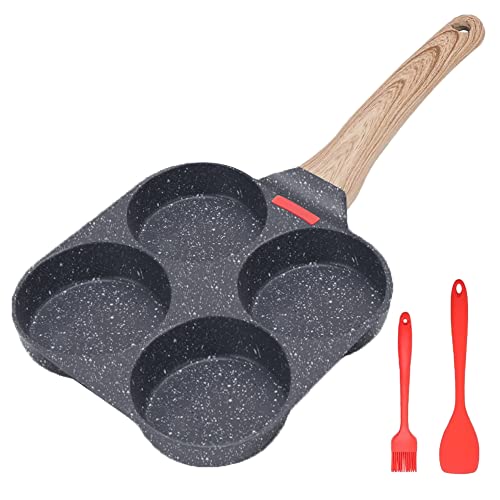 Bobikuke Spiegeleipfanne, Pancake Pfanne 4 Loch Augenpfanne Antihaft-Aluminium Pfanne für Frühstück Spiegelei Hamburger, für Induktionsherd & Gasherd (Schwarz) von Bobikuke