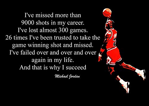 Michael Jordan 1# American Basketball Spieler NBA Sport Zitat Plakat Motivation Bild Succeed Inspiration Foto Zug Harte Schlafzimmer Grafik Wand Dekoration Nachdruck Grafik von Boblet Posters