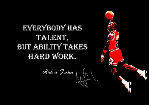 Michael Jordan Talent Harte Arbeit Inspiration American Basketball Spieler NBA Sport Zitat Plakat Motivation Bild Foto Zug Harte Schlafzimmer Grafik Wand Dekoration Nachdruck Grafik von Boblet Posters