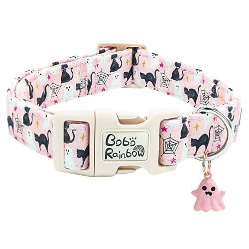 Bobo Rainbow Halloween-Hundehalsband, Geisterdruck, Haustier-Halsband, verstellbar, niedlich, leicht, Schnellverschluss-Schnalle, Urlaub, bequeme Baumwolle, Welpenhalsband, Geschenk für mittelgroße Bobo Rainbow Halloween-Hundehalsband, Geisterdruck, Haustier-Halsband, verstellbar, niedlich, leicht, Schnellverschluss-Schnalle, Urlaub, bequeme Baumwolle, Welpenhalsband, Geschenk für mittelgroße von Bobo Rainbow