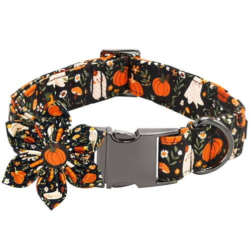 Bobo Rainbow Halloween-Hundehalsband, Geisterdruck, verstellbares Haustierhalsband, Herbst-Kürbis, niedlich, Baumwolle, weiche Halsbänder mit Blumen-Krawatte, Herbst-Metallschnalle, Urlaub Bobo Rainbow Halloween-Hundehalsband, Geisterdruck, verstellbares Haustierhalsband, Herbst-Kürbis, niedlich, Baumwolle, weiche Halsbänder mit Blumen-Krawatte, Herbst-Metallschnalle, Urlaub von Bobo Rainbow