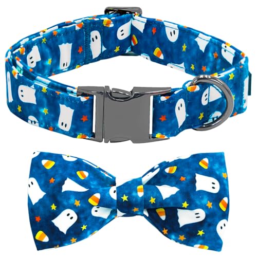 Bobo Rainbow Halloween-Hundehalsband, Geisterdruck, verstellbares Haustierhalsband, blau, niedlich, Baumwolle, weiche Halsbänder mit Fliege, Herbst-Metallschnalle, Urlaub, Welpenhalsbänder, Geschenk Bobo Rainbow Halloween-Hundehalsband, Geisterdruck, verstellbares Haustierhalsband, blau, niedlich, Baumwolle, weiche Halsbänder mit Fliege, Herbst-Metallschnalle, Urlaub, Welpenhalsbänder, Geschenk von Bobo Rainbow