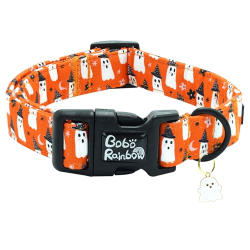 Bobo Rainbow Halloween-Hundehalsband, orangefarbener Geisterdruck, Haustierhalsband, Herbst, verstellbar, niedlich, weich, Urlaub, bequem, leicht, Schnellverschluss-Schnalle, Welpenhalsband, Geschenk Bobo Rainbow Halloween-Hundehalsband, orangefarbener Geisterdruck, Haustierhalsband, Herbst, verstellbar, niedlich, weich, Urlaub, bequem, leicht, Schnellverschluss-Schnalle, Welpenhalsband, Geschenk von Bobo Rainbow