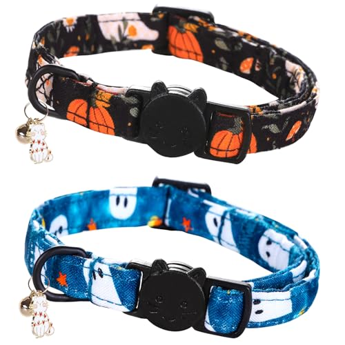 Bobo Rainbow Halloween-Katzenhalsband, 2 Stück, Urlaubskatzenhalsband, Geister-Katzenhalsband, Breakaway mit Kätzchen und Glockenanhänger, Sicherheitsschnalle, Haustierhalsband, niedliches Bobo Rainbow Halloween-Katzenhalsband, 2 Stück, Urlaubskatzenhalsband, Geister-Katzenhalsband, Breakaway mit Kätzchen und Glockenanhänger, Sicherheitsschnalle, Haustierhalsband, niedliches von Bobo Rainbow