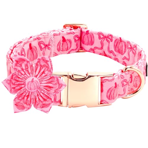 Bobo Rainbow Hundehalsband, rosa Kürbisdruck, verstellbar, niedlich, Baumwolle, weiche Halsbänder mit Blume, Herbst-Metallschnalle, Urlaub, Welpenhalsbänder, Geschenk für mittelgroße Hunde Bobo Rainbow Hundehalsband, rosa Kürbisdruck, verstellbar, niedlich, Baumwolle, weiche Halsbänder mit Blume, Herbst-Metallschnalle, Urlaub, Welpenhalsbänder, Geschenk für mittelgroße Hunde von Bobo Rainbow